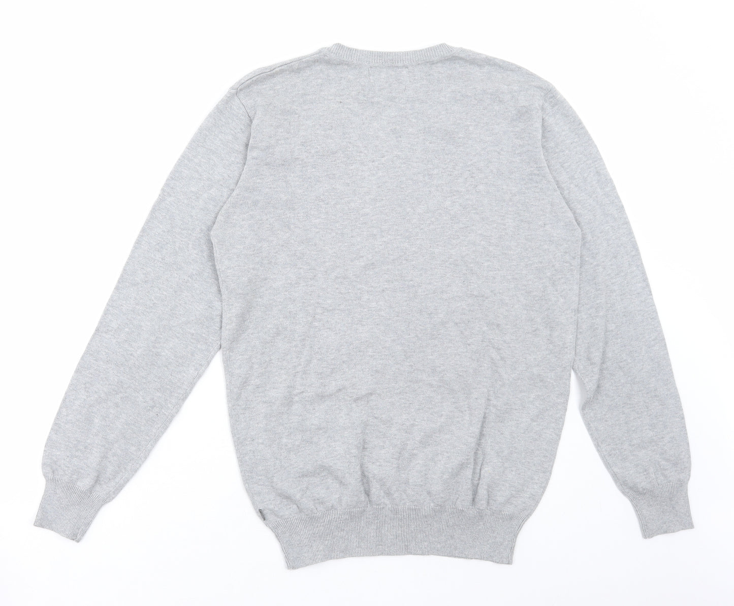 Jeff Banks Mens Grey V-Neck Cotton Pullover Jumper Size S