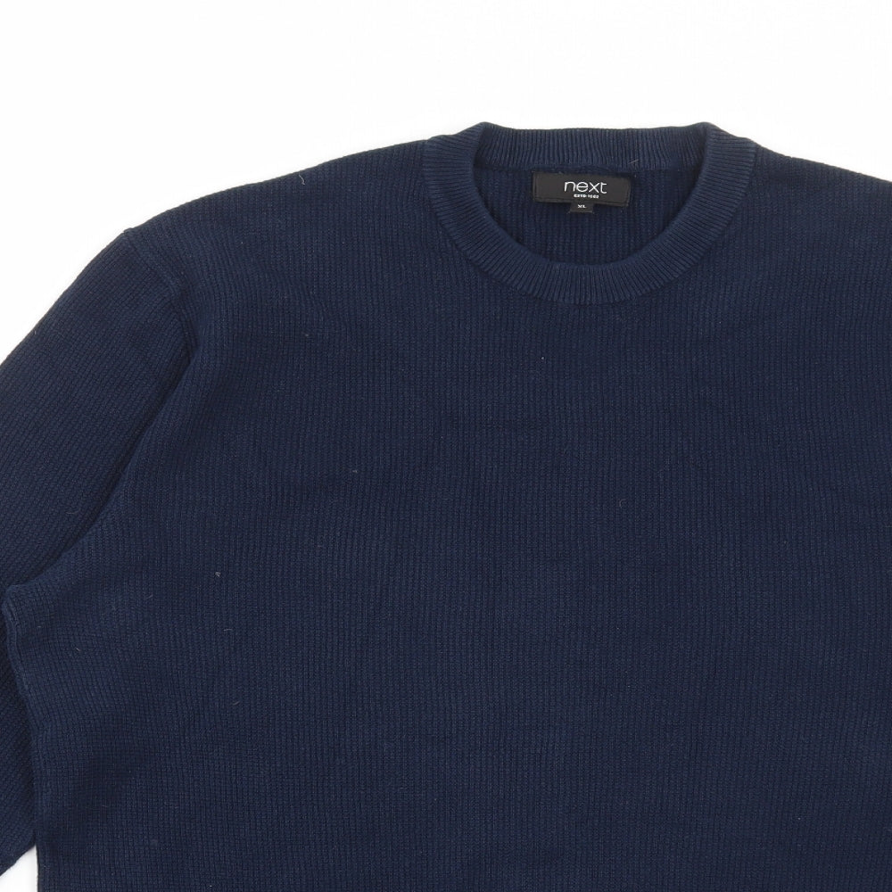 NEXT Mens Blue Round Neck Cotton Pullover Jumper Size XL