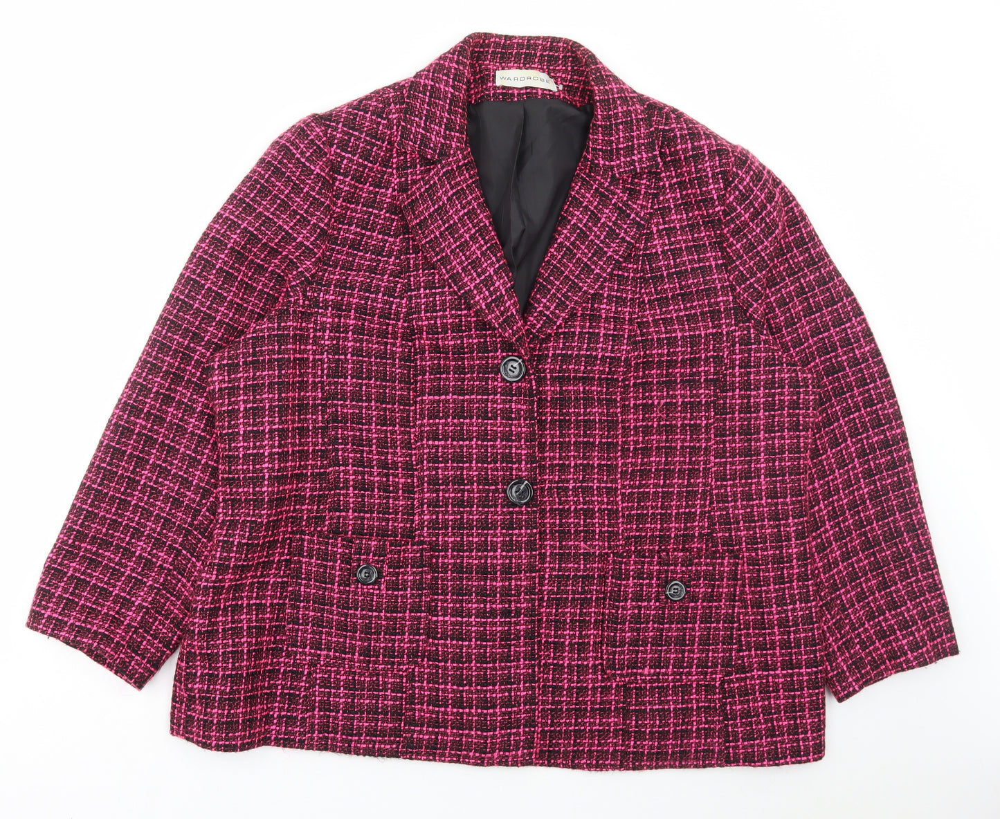 Wardrobe Womens Pink Check Jacket Blazer Size 24 Button