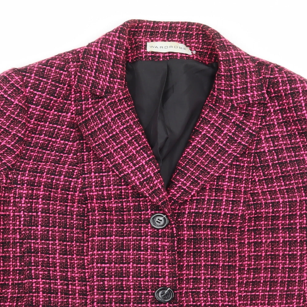 Wardrobe Womens Pink Check Jacket Blazer Size 24 Button
