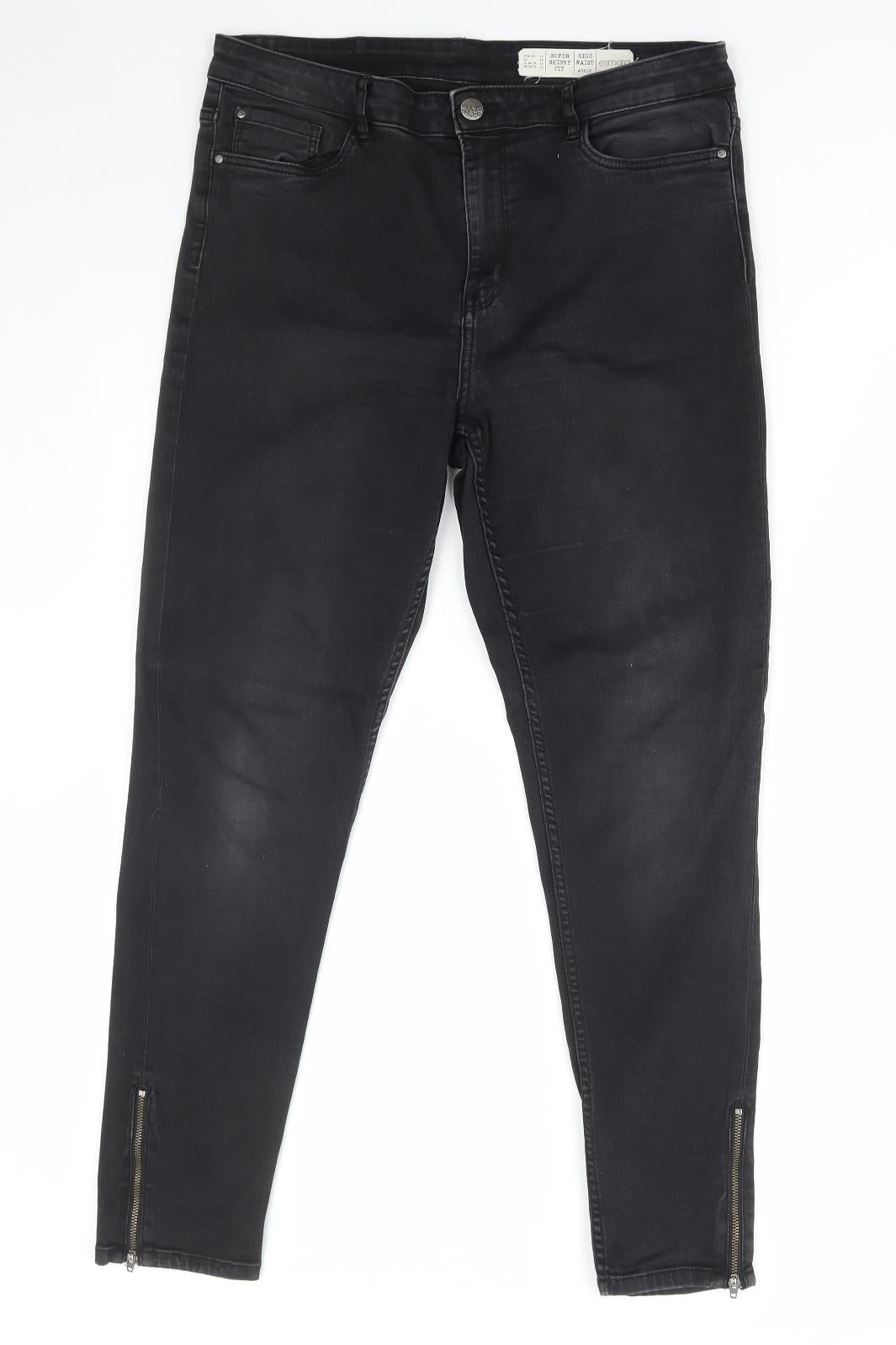 ESMARA Womens Black Cotton Skinny Jeans Size 16 L28 in Regular Zip