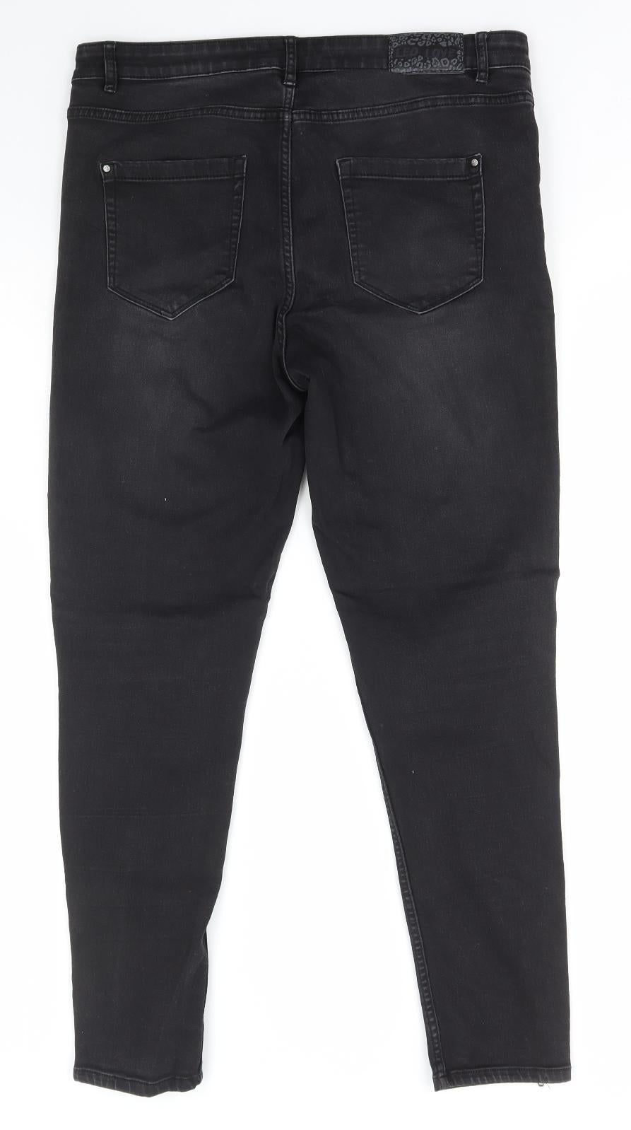 ESMARA Womens Black Cotton Skinny Jeans Size 16 L28 in Regular Zip