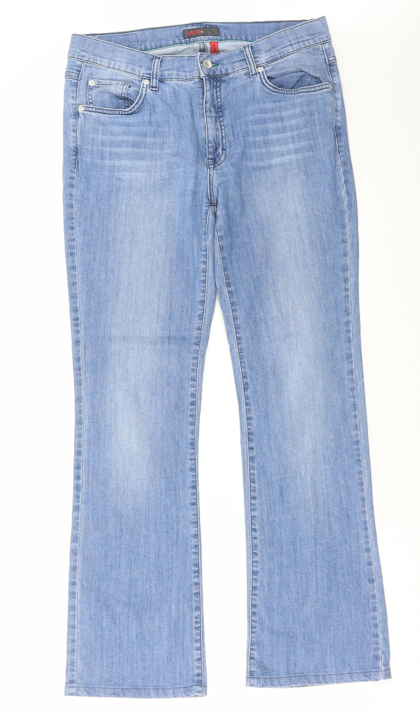 Angels Womens Blue Cotton Bootcut Jeans Size 36 in L31 in Regular Zip