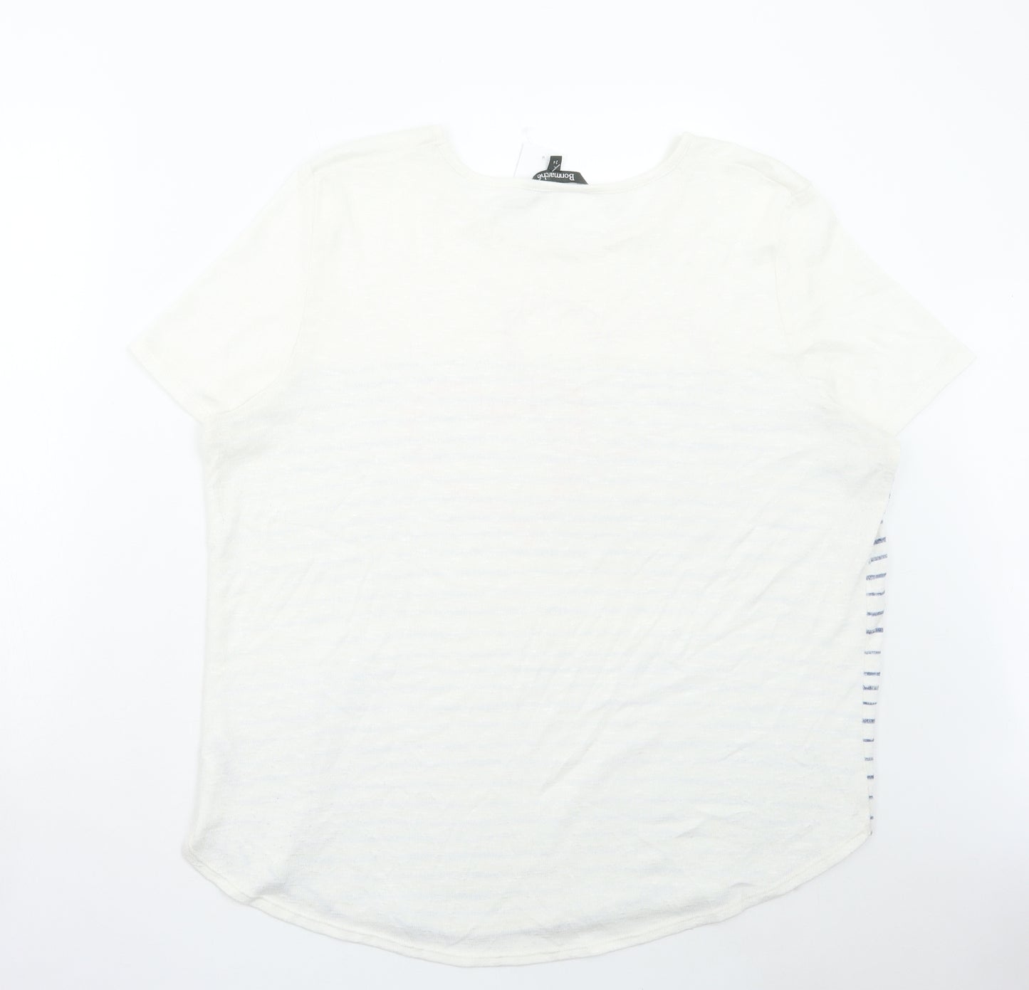 Bonmarché Womens Multicoloured Striped Polyester Basic T-Shirt Size 24 Round Neck - Hearts