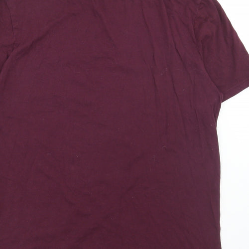 F&F Mens Red Cotton T-Shirt Size XL Round Neck - Relax