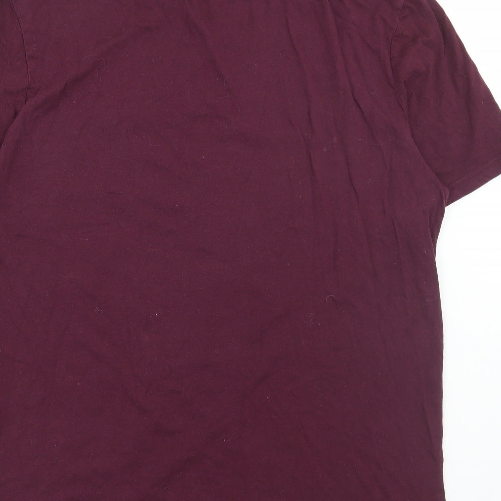 F&F Mens Red Cotton T-Shirt Size XL Round Neck - Relax