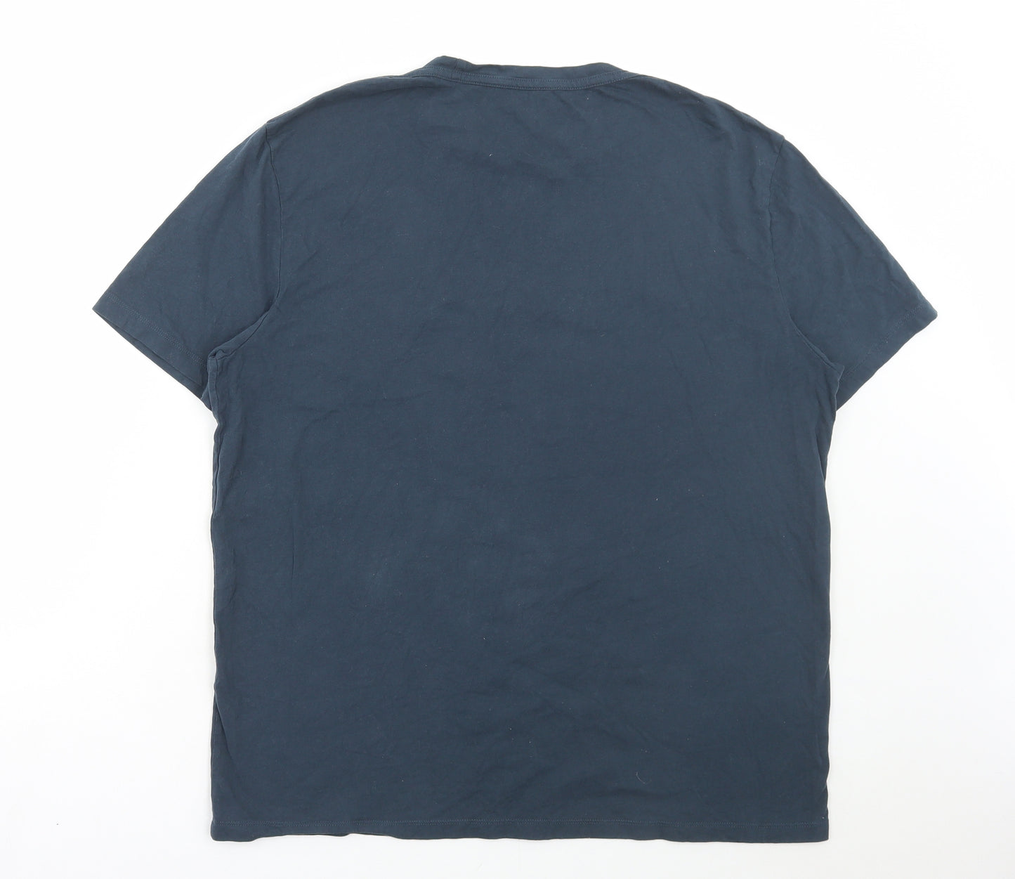 AllSaints Mens Blue Polyester T-Shirt Size XL Round Neck