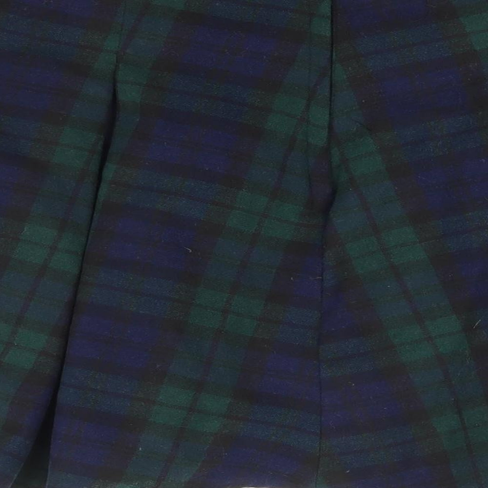 Atmosphere Womens Green Plaid Polyester Pleated Skirt Size 14 Zip