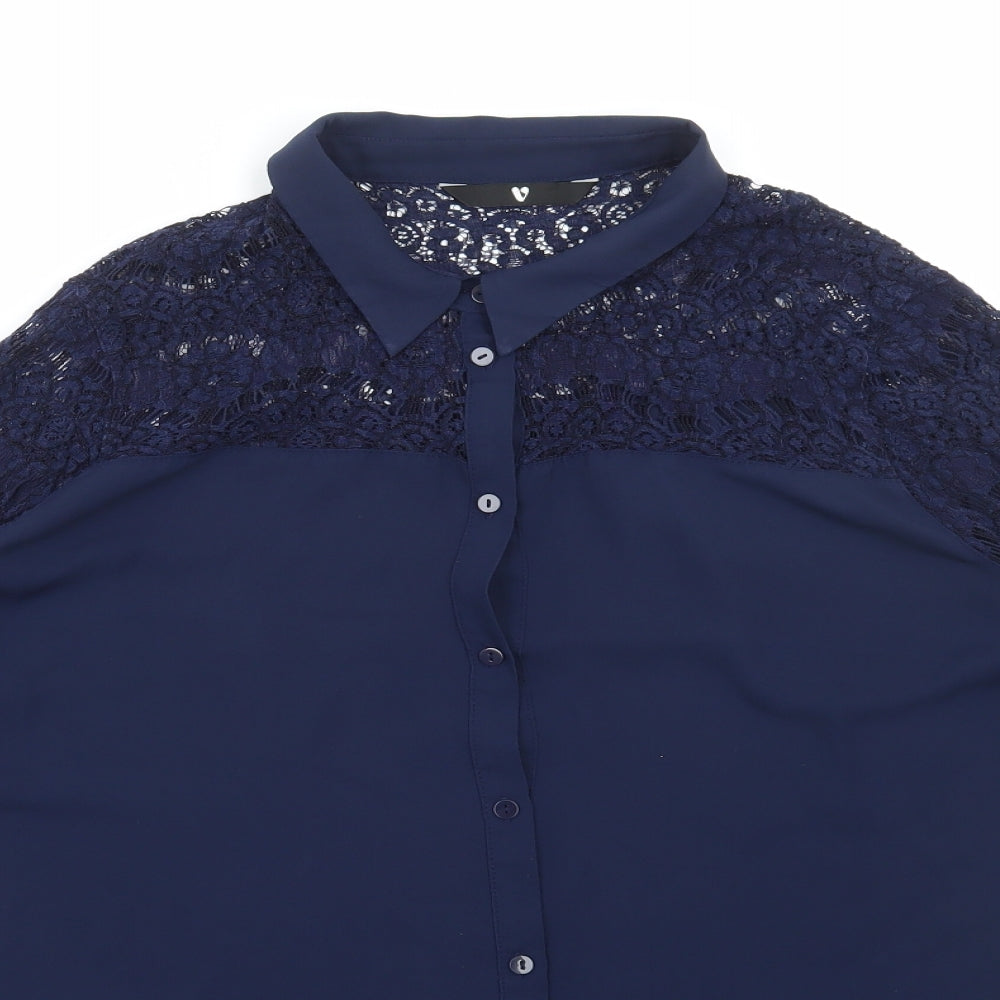 Very Womens Blue Polyester Basic Blouse Size 20 Collared - Lace Detail