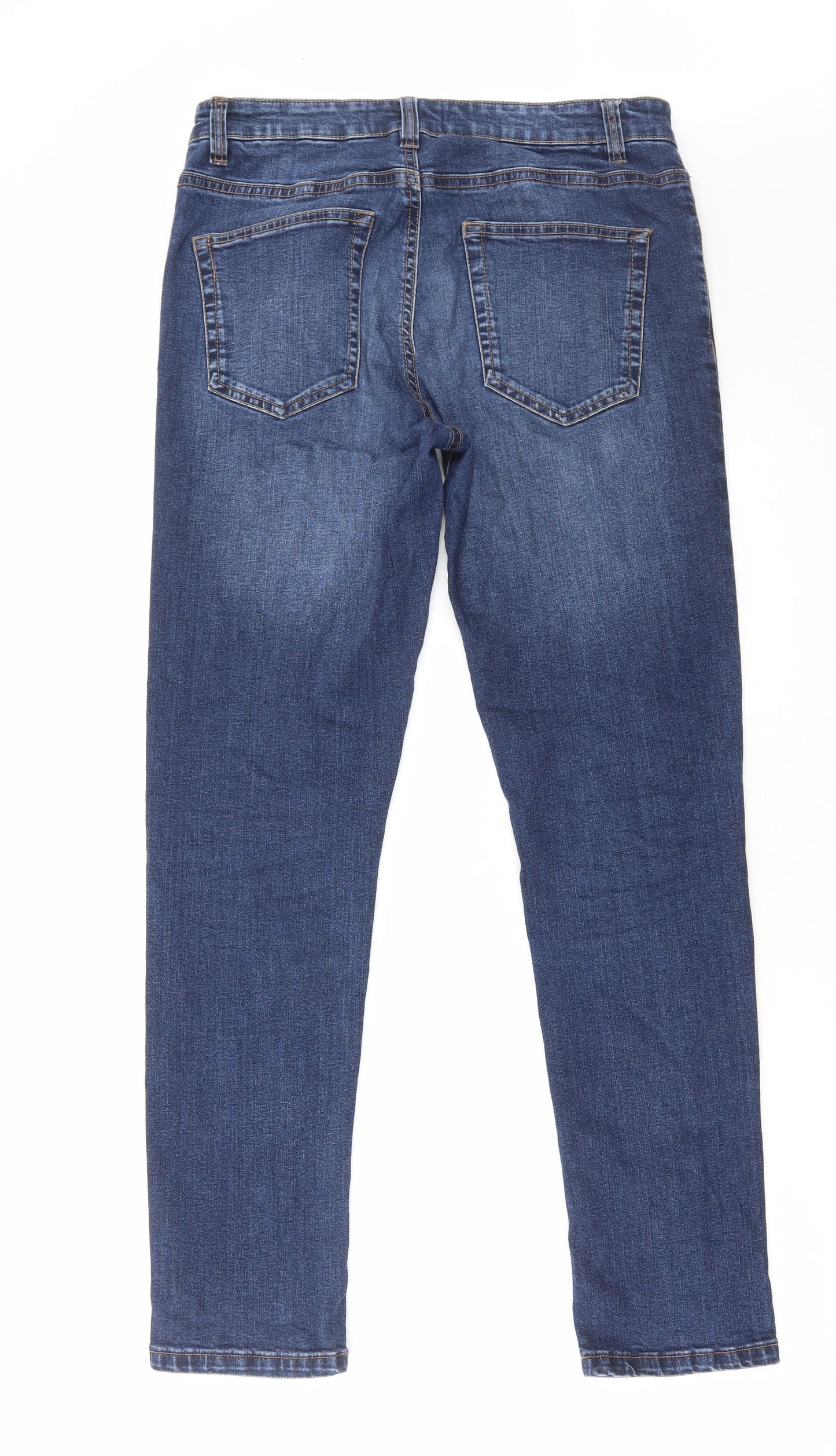 NEXT Mens Blue Cotton Straight Jeans Size 32 in L31 in Regular Zip