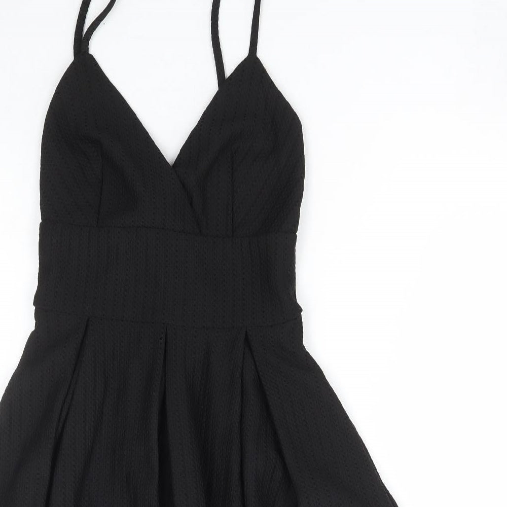 Miss Selfridge Womens Black Polyester Fit & Flare Size 8 Sweetheart Zip