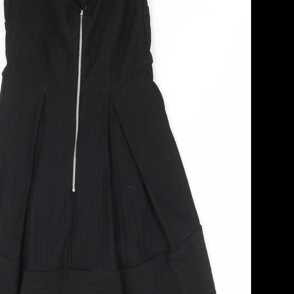 Miss Selfridge Womens Black Polyester Fit & Flare Size 8 Sweetheart Zip