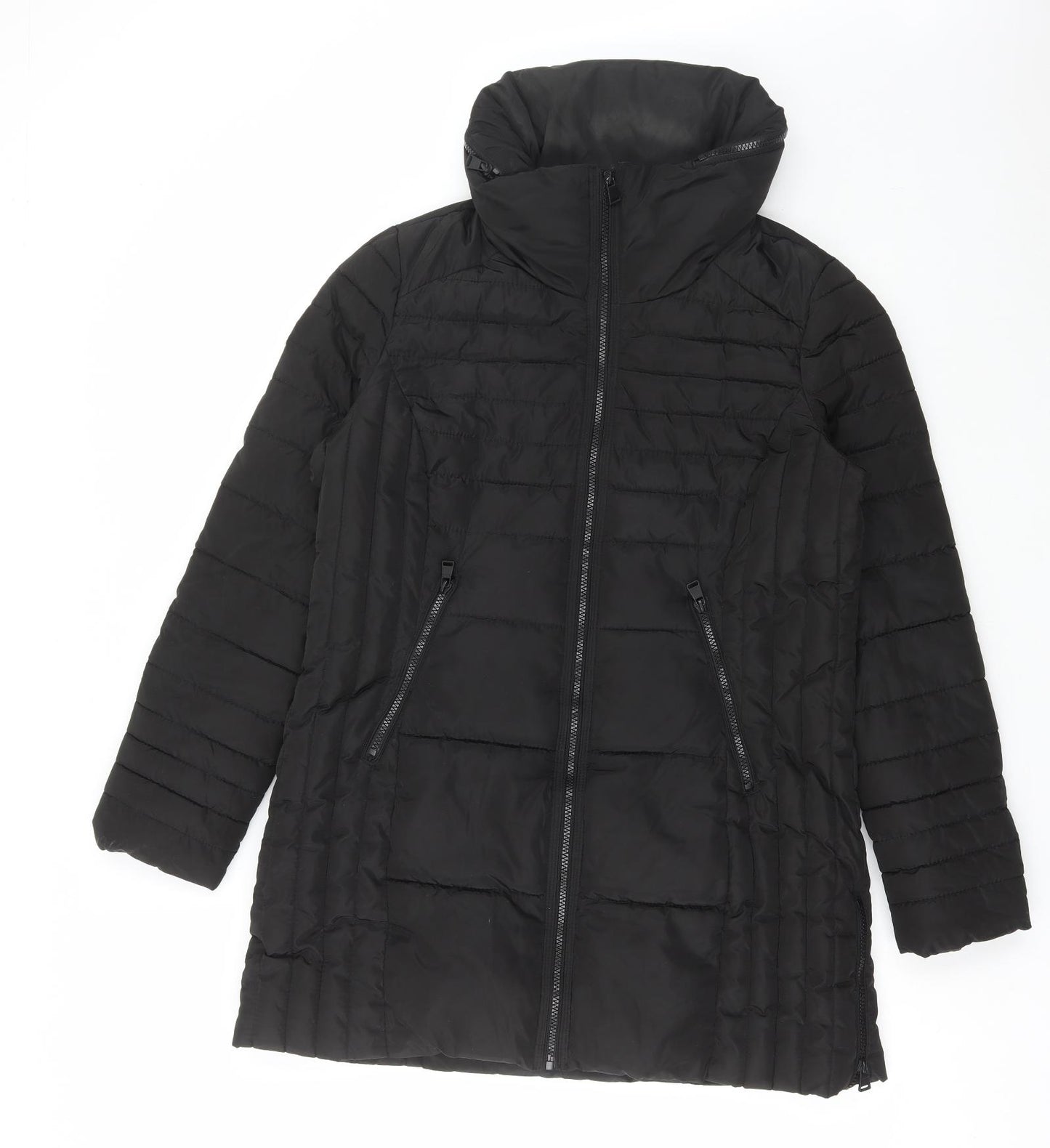 NEXT Womens Black Puffer Jacket Coat Size 16 Zip