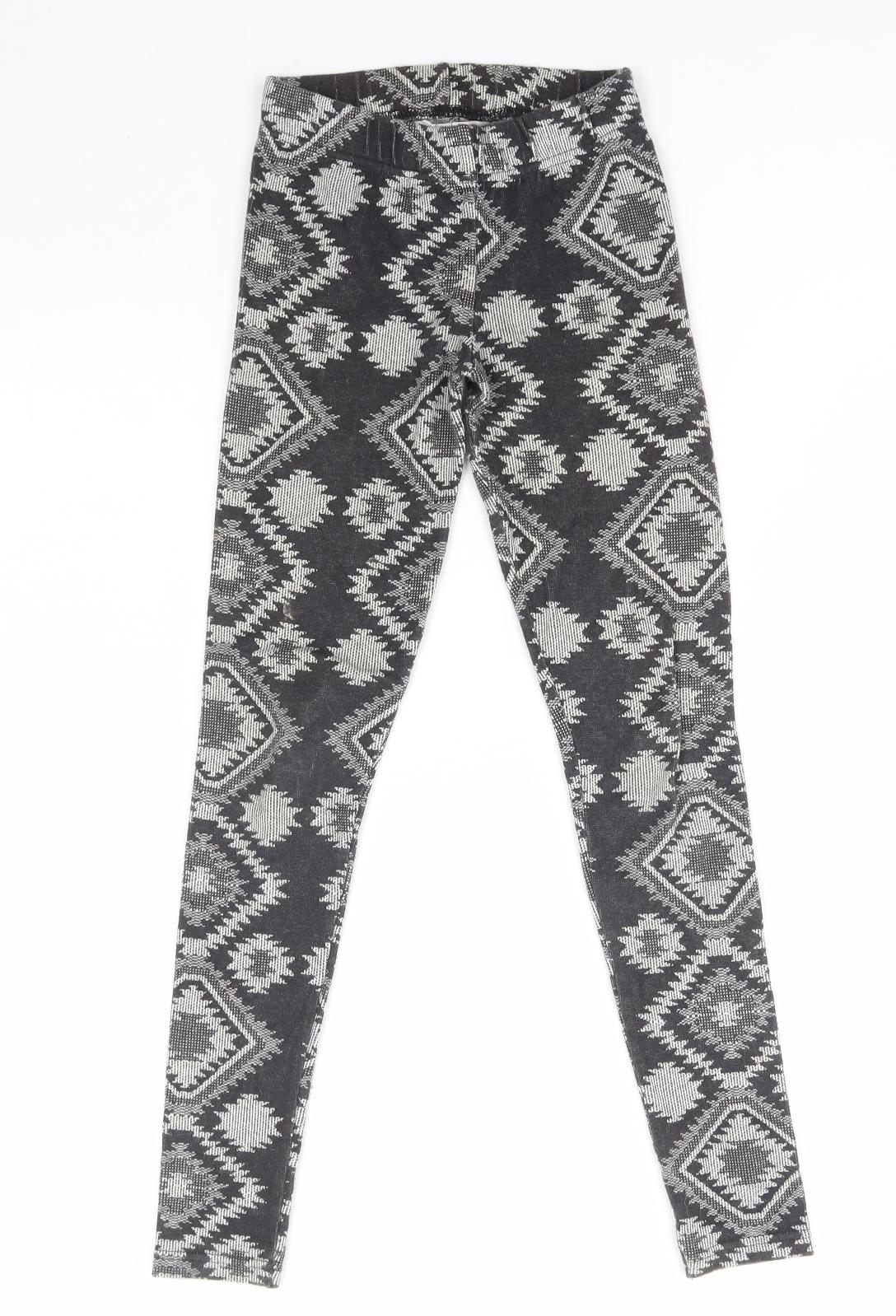 Sophi Girls Grey Geometric Cotton Jegging Trousers Size 10-11 Years Regular Pullover