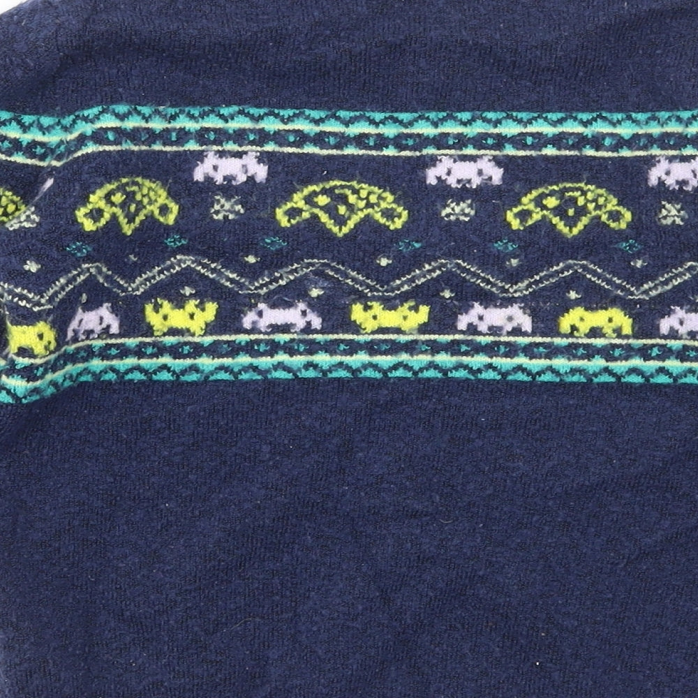 Marks and Spencer Boys Blue Round Neck Geometric Acrylic Pullover Jumper Size 6-7 Years Pullover - Space Invaders