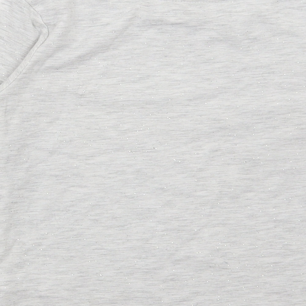 Primark Girls Grey Cotton Basic T-Shirt Size 6-7 Years Round Neck Pullover - Unicorn