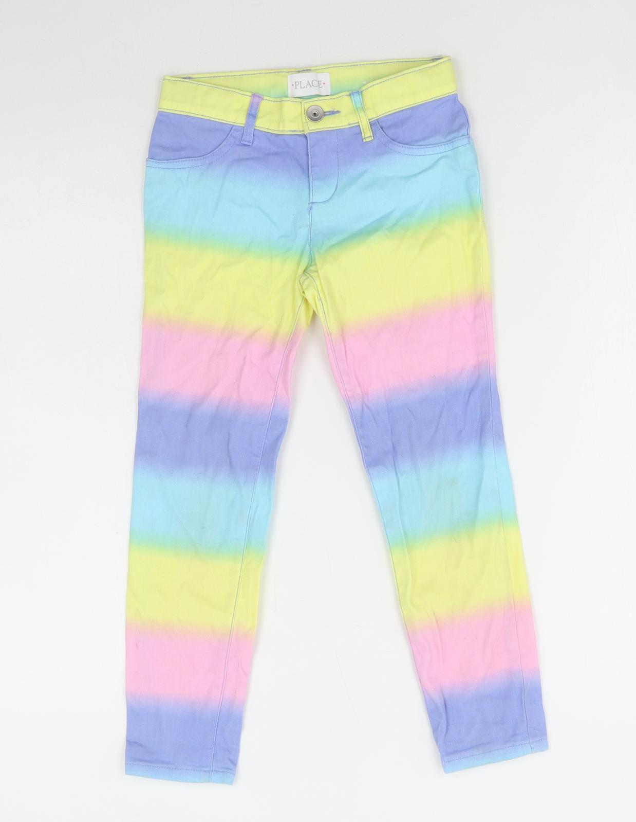Place Girls Multicoloured Cotton Skinny Jeans Size 6 Years Regular Zip