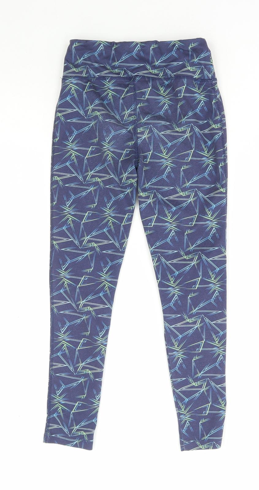 Dunnes Stores Girls Blue Geometric Polyester Jogger Trousers Size 7-8 Years Regular Pullover