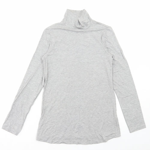 ASOS Womens Grey Viscose Basic T-Shirt Size 8 High Neck