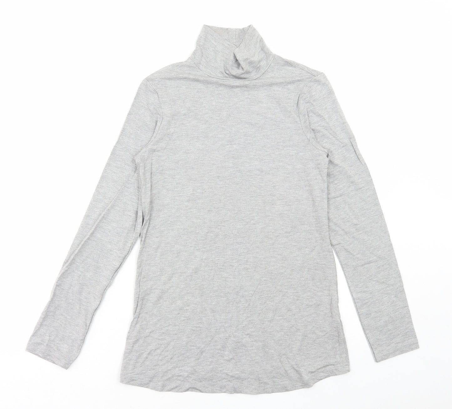 ASOS Womens Grey Viscose Basic T-Shirt Size 8 High Neck