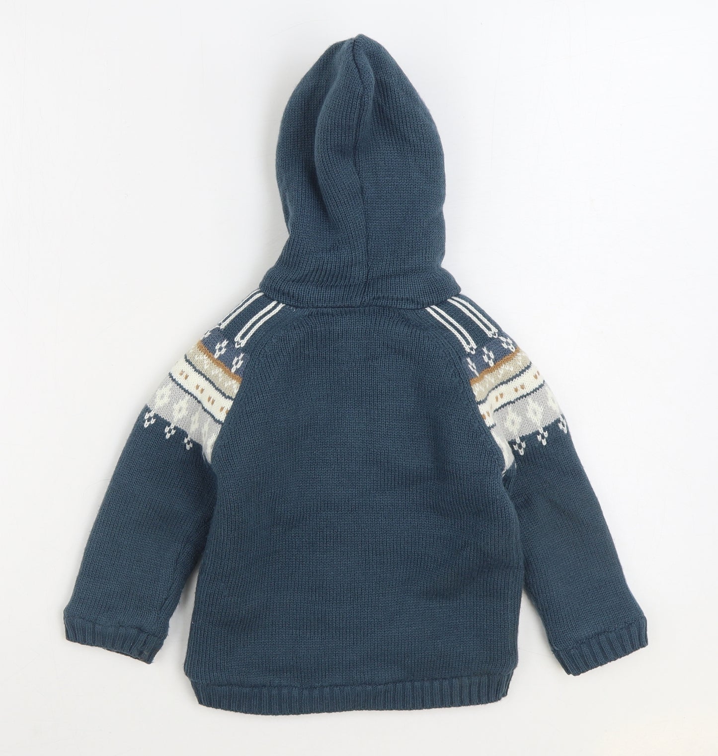 Nutmeg Boys Blue Fair Isle Jacket Size 18-24 Months Button