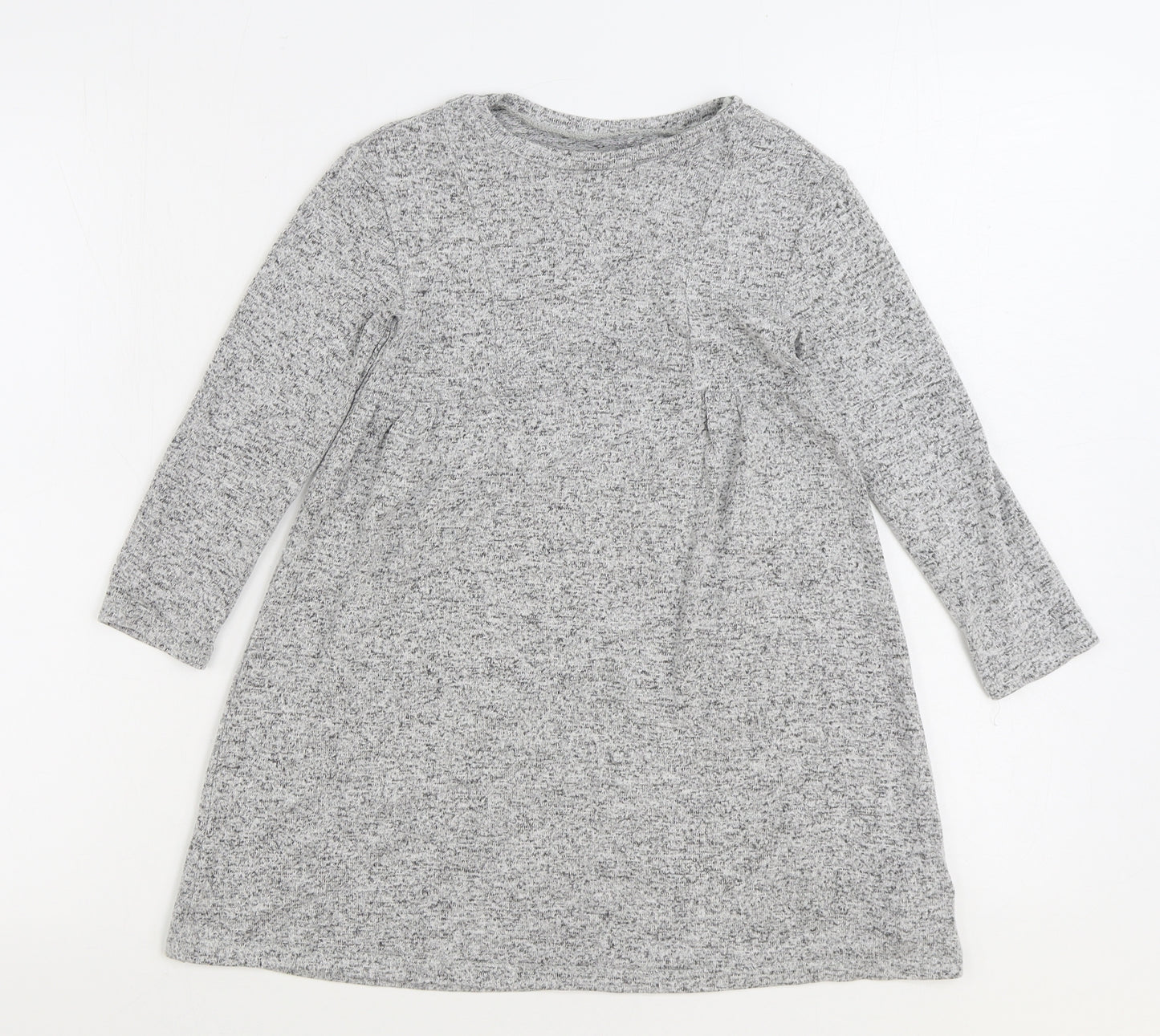 Gap Girls Grey Viscose Jumper Dress Size 5 Years Boat Neck Pullover
