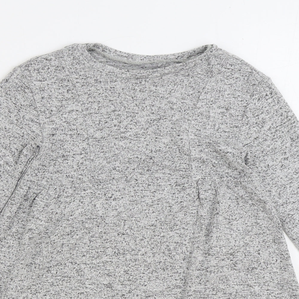 Gap Girls Grey Viscose Jumper Dress Size 5 Years Boat Neck Pullover