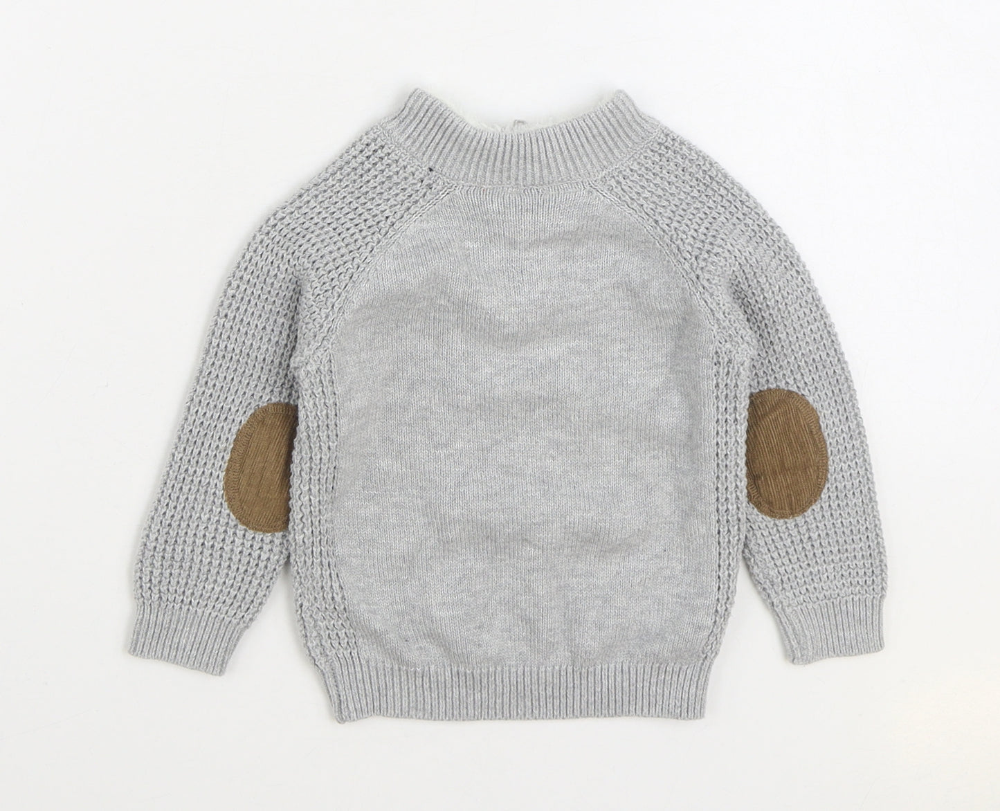 Primark Boys Grey Cotton Pullover Jumper Size 12-18 Months Zip