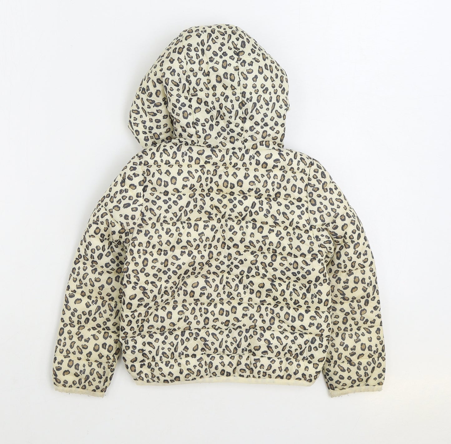 Primark Girls Multicoloured Animal Print Puffer Jacket Coat Size 3-4 Years Zip - Leopard Print