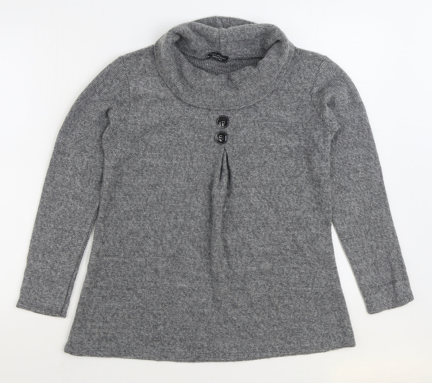 Luca Vanucci Womens Grey Cowl Neck Acrylic Pullover Jumper Size S