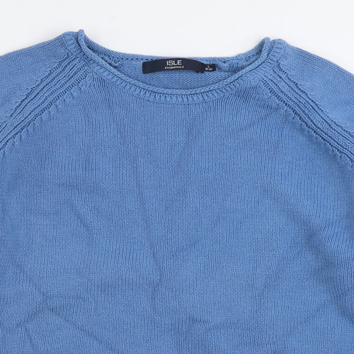 Isle Womens Blue Round Neck 100% Cotton Pullover Jumper Size L