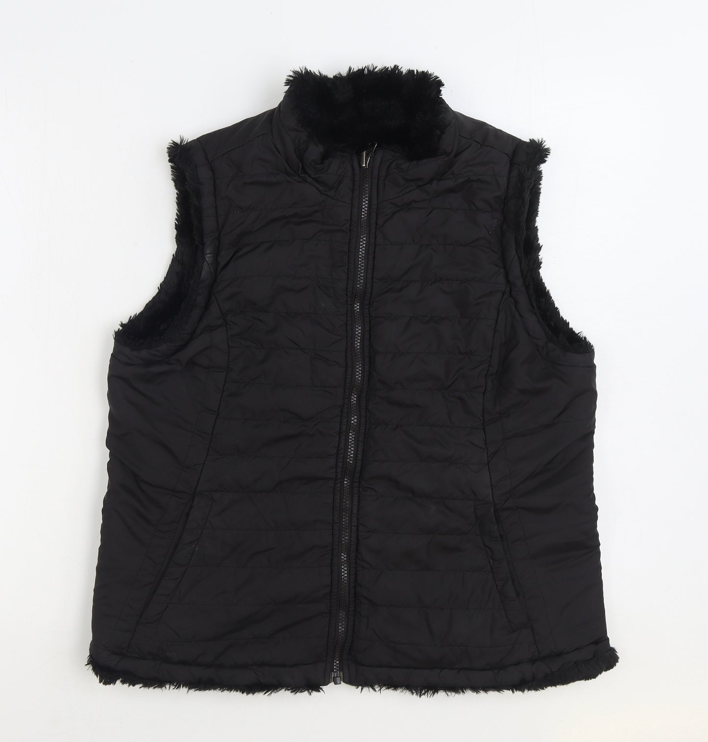 Original Womens Black Gilet Coat Size L Zip - Reversable