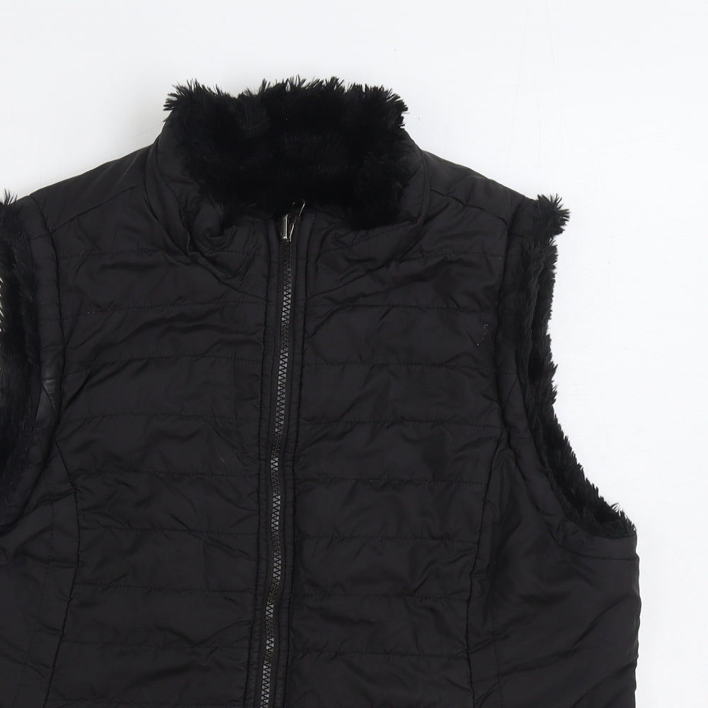 Original Womens Black Gilet Coat Size L Zip - Reversable