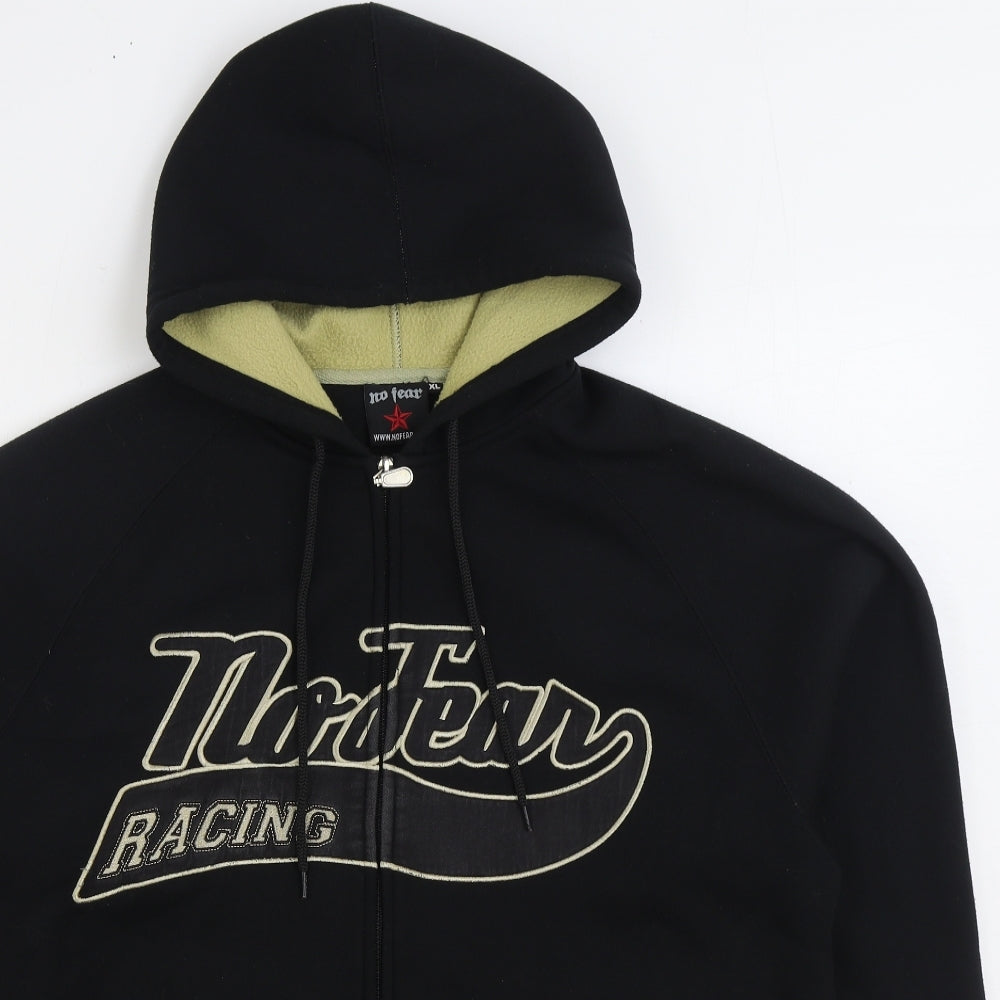 No Fear Mens Black Polyester Full Zip Hoodie Size XL