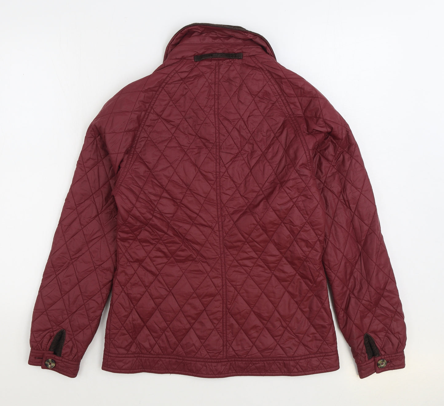 MUSTO Womens Red Quilted Coat Size 10 Button