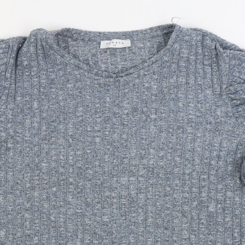 Matalan Womens Blue Round Neck Polyester Pullover Jumper Size 20