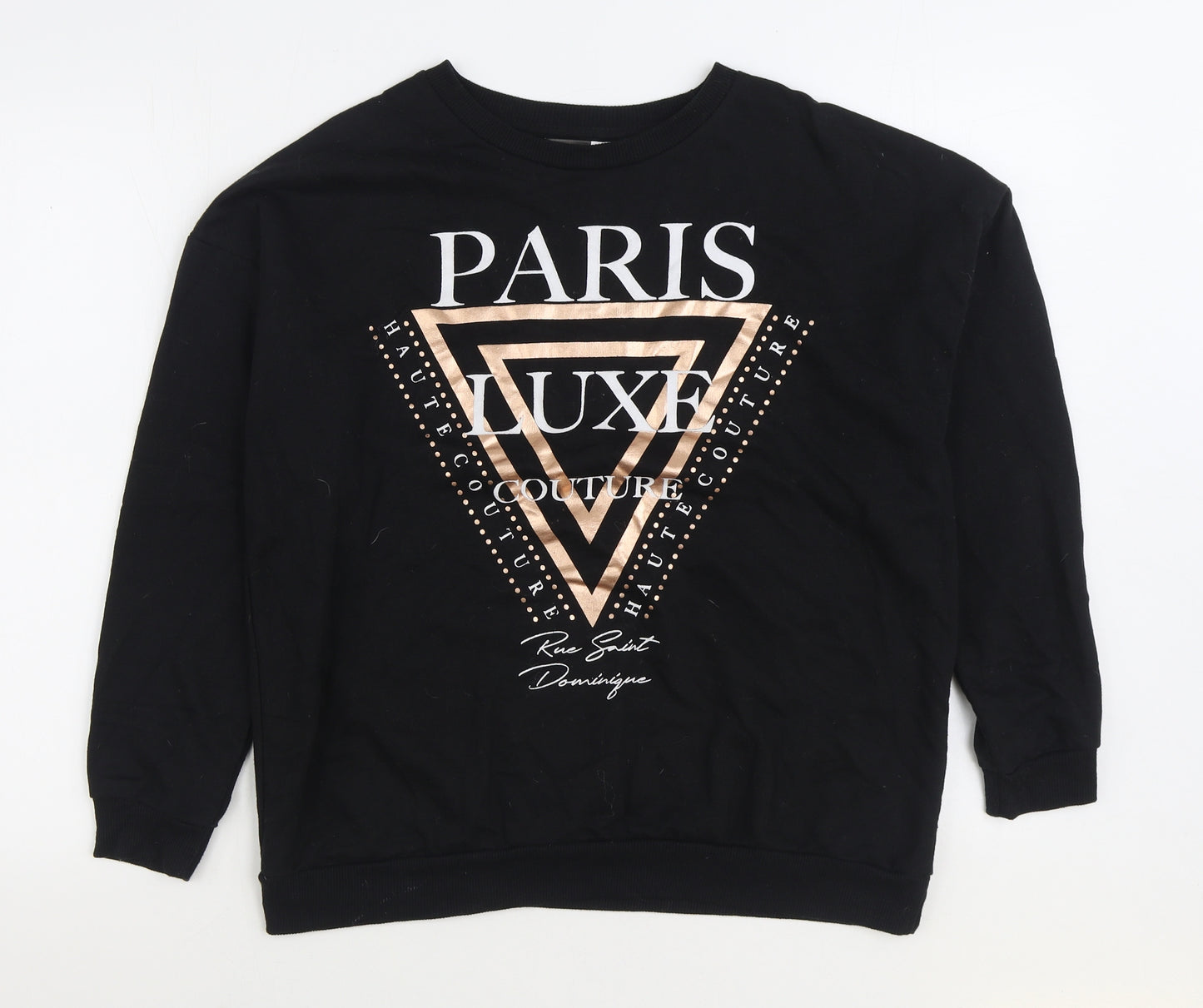 Pep&Co Womens Black Cotton Pullover Sweatshirt Size M Pullover - Paris