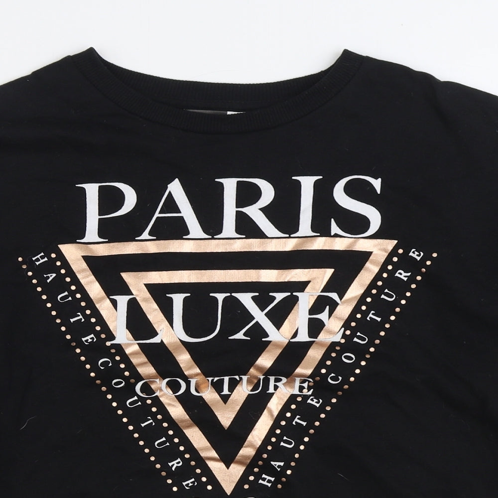 Pep&Co Womens Black Cotton Pullover Sweatshirt Size M Pullover - Paris