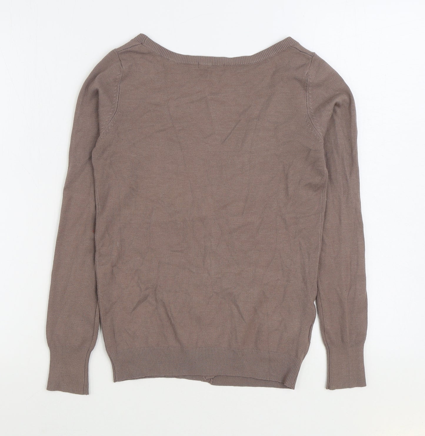 Papaya Womens Brown V-Neck Viscose Cardigan Jumper Size 8