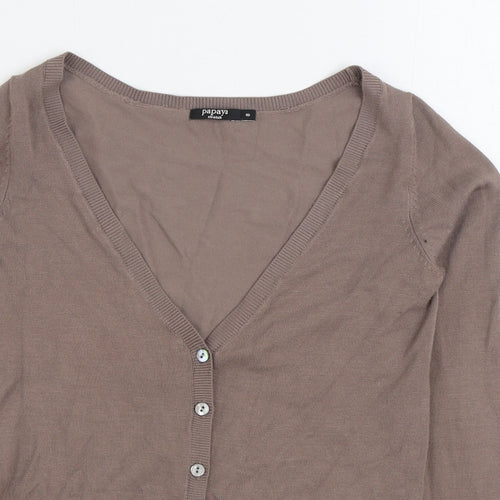 Papaya Womens Brown V-Neck Viscose Cardigan Jumper Size 8