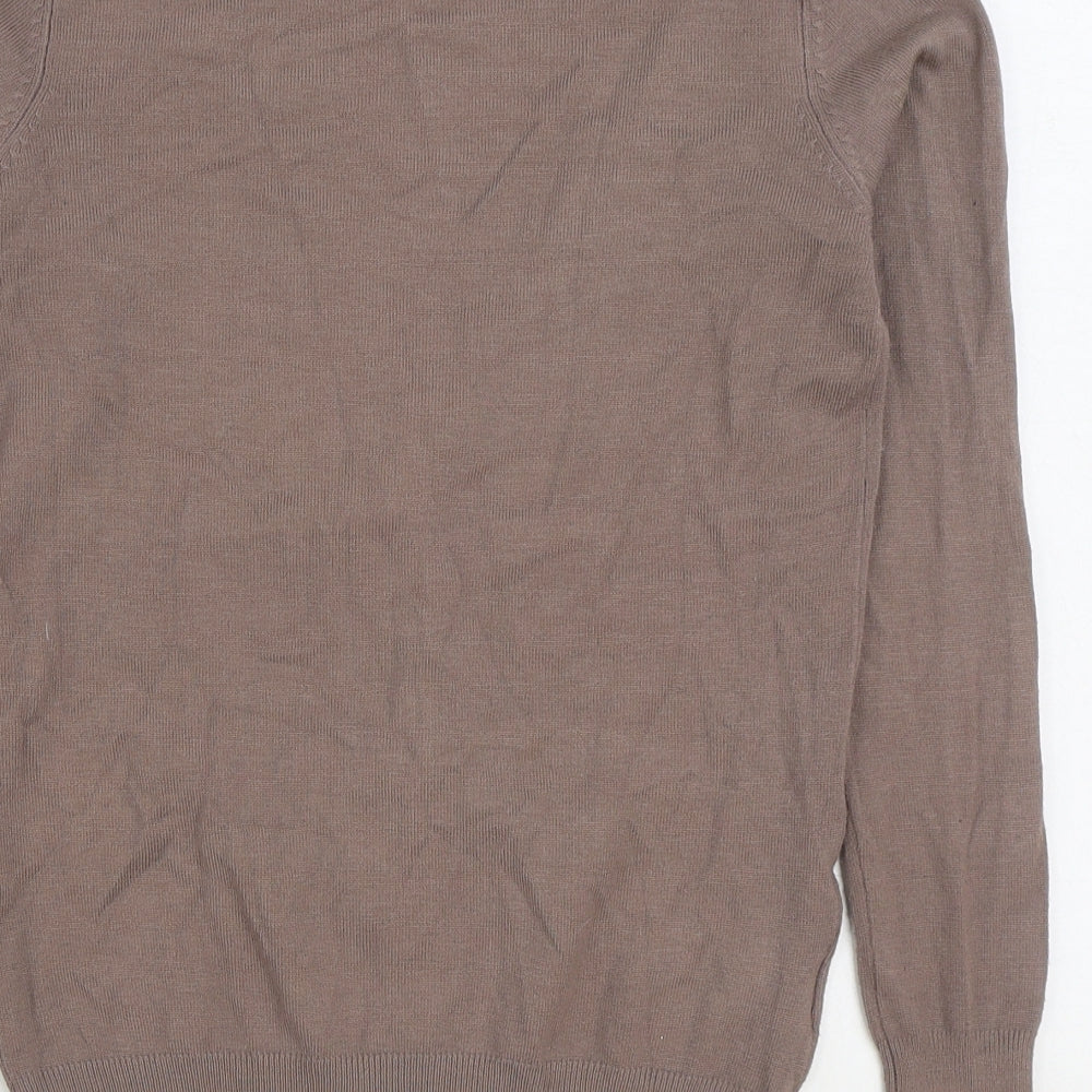 Papaya Womens Brown V-Neck Viscose Cardigan Jumper Size 8