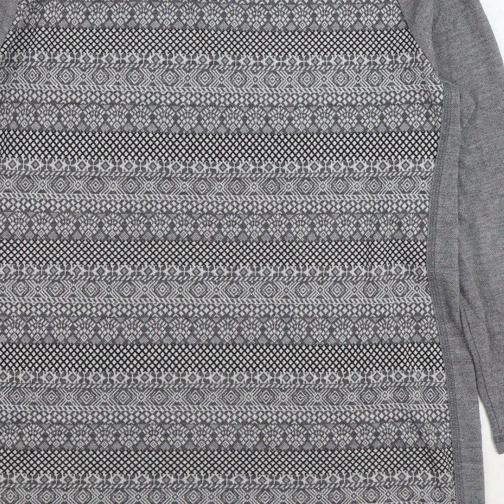 Marks and Spencer Womens Grey Round Neck Geometric Viscose Pullover Jumper Size 16