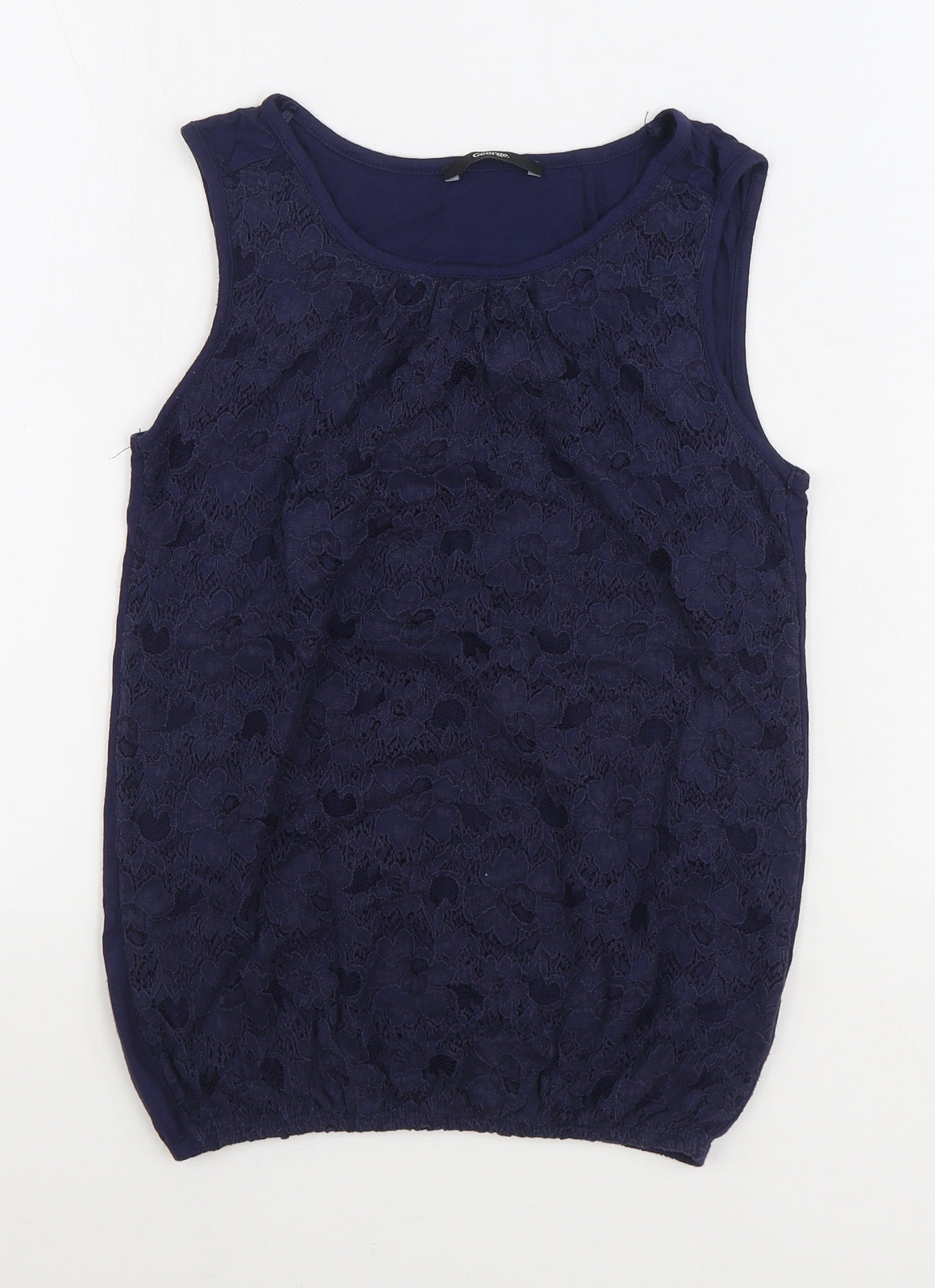 George Womens Blue Viscose Basic Tank Size 8 Boat Neck