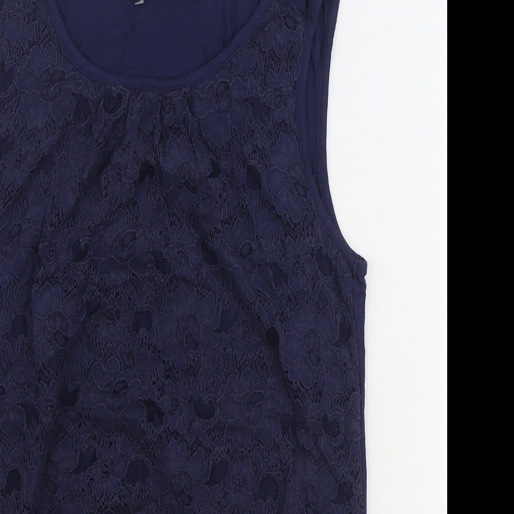 George Womens Blue Viscose Basic Tank Size 8 Boat Neck