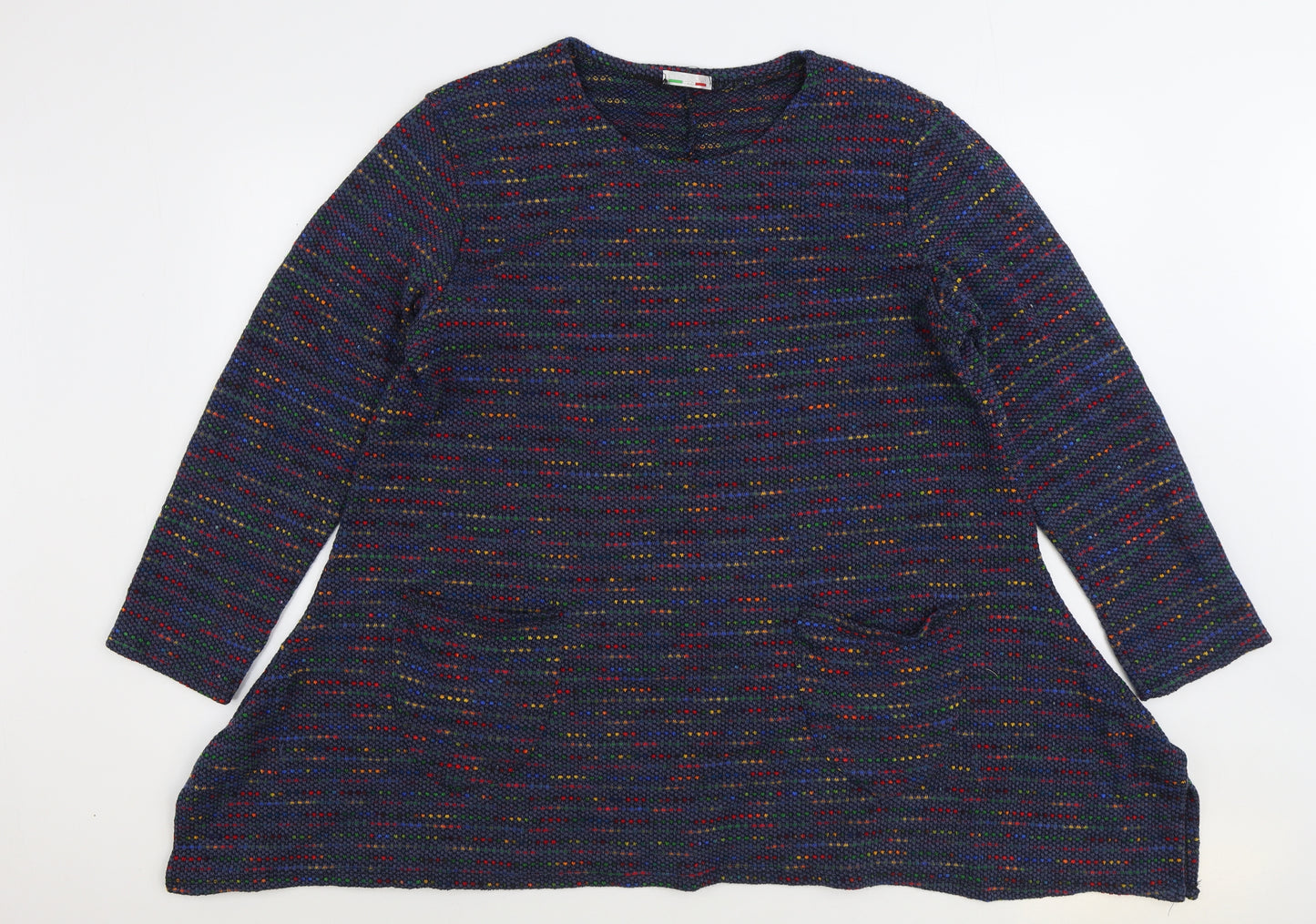 Made in Italy Womens Multicoloured Round Neck Viscose Pullover Jumper One Size