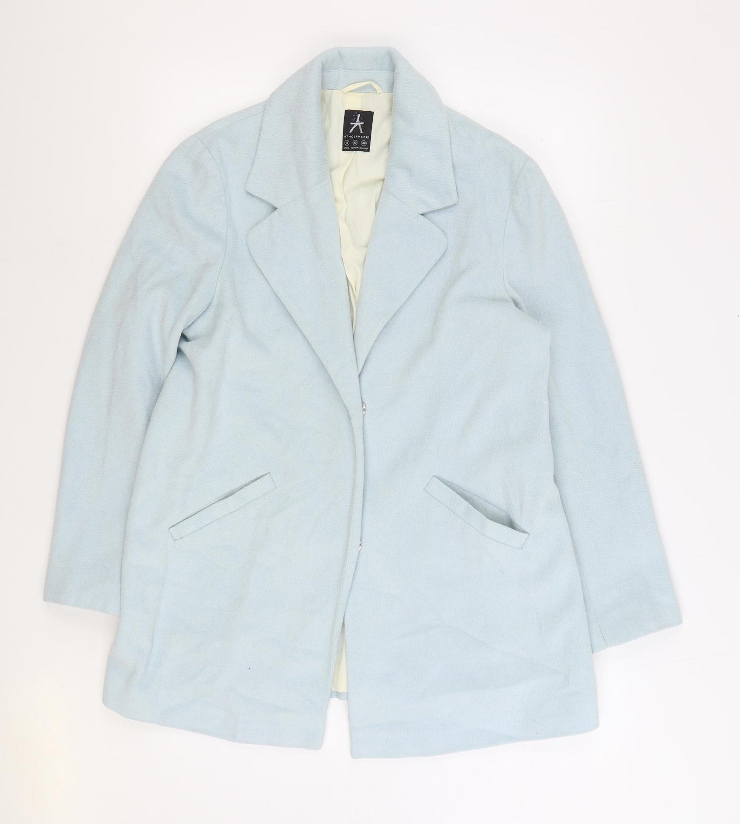 Atmosphere Womens Blue Overcoat Coat Size 12 Button