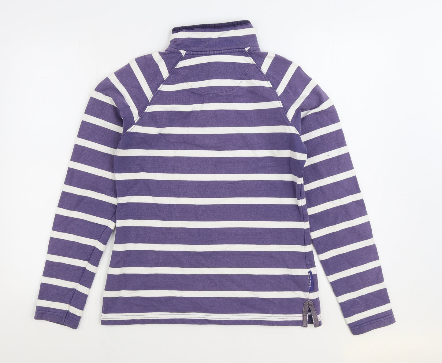 Mountain Warehouse Womens Purple Striped 100% Cotton Pullover Sweatshirt Size 10 Button