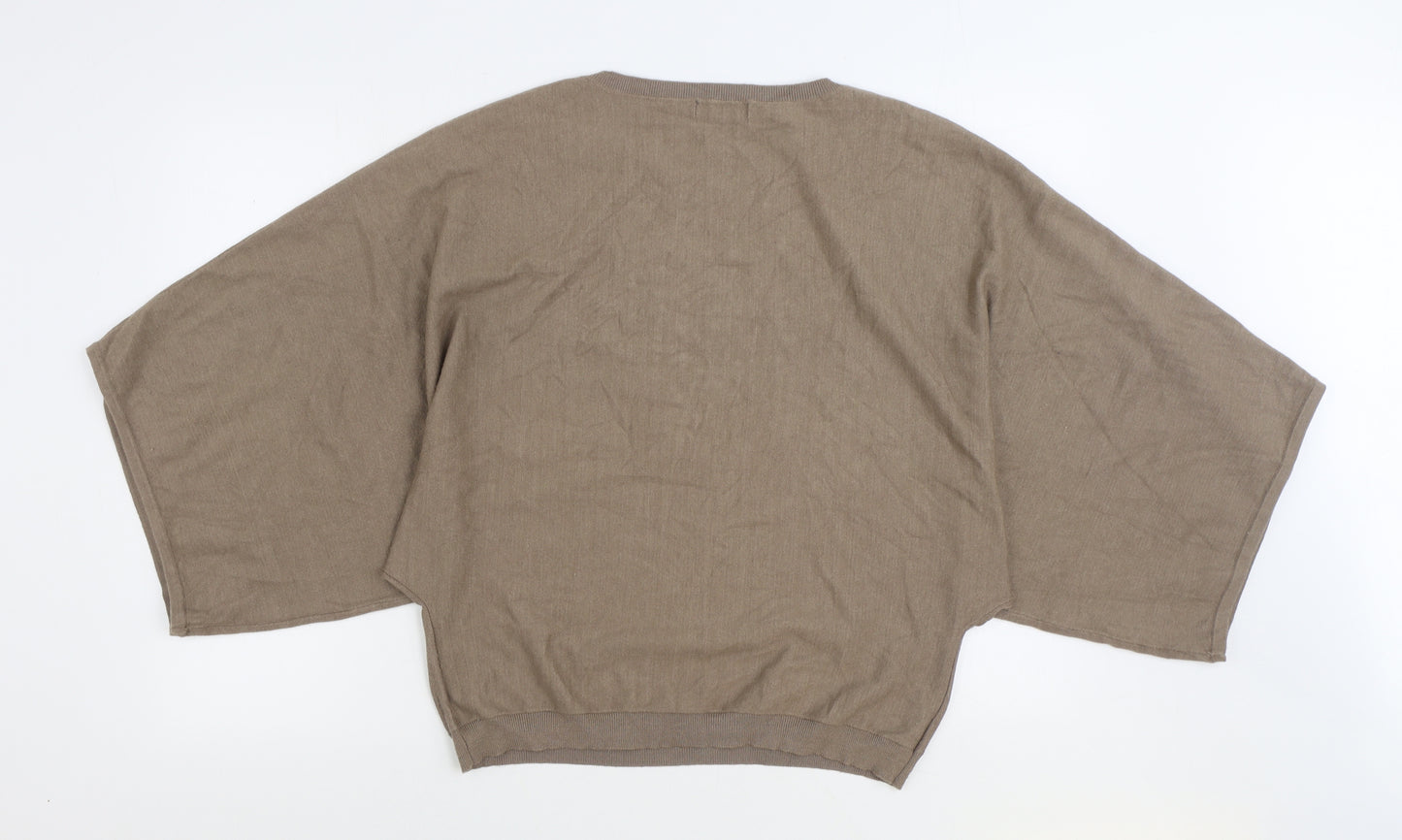 Fox Womens Brown Round Neck Viscose Pullover Jumper One Size - Heart