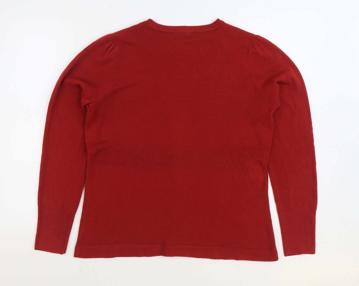 George Womens Red V-Neck Acrylic Cardigan Jumper Size 16