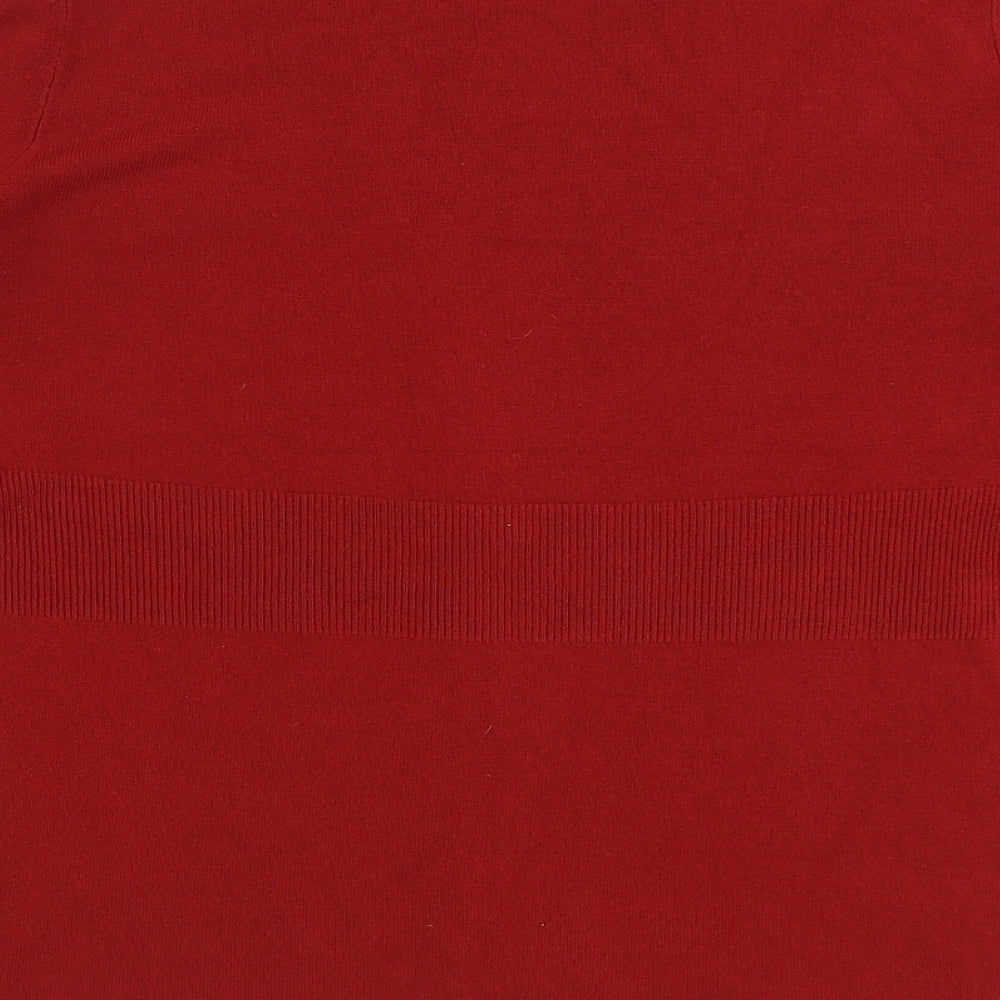 George Womens Red V-Neck Acrylic Cardigan Jumper Size 16
